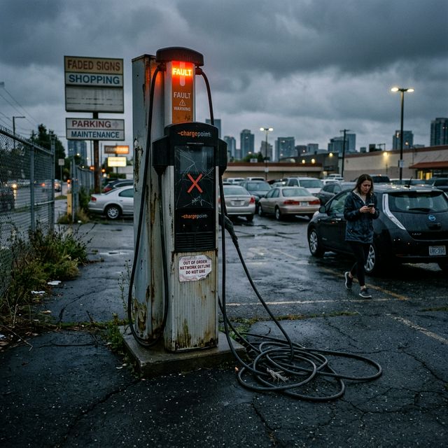 Broken and Abandoned EV Charging Station