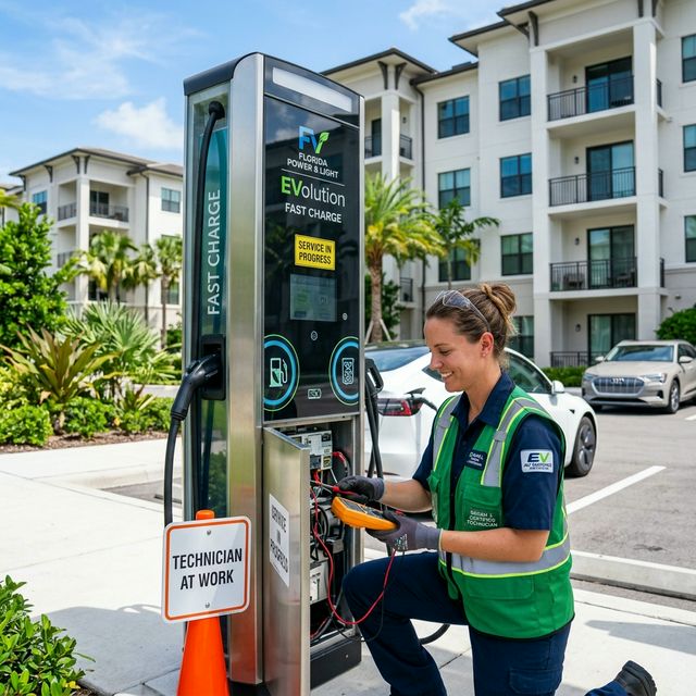 VoltGuard Technician Repairing EV Charger
